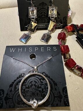 NWT Fashion Jewelry Lot 3pc Whispers Necklace Earrings Coco Carmen Bracelet